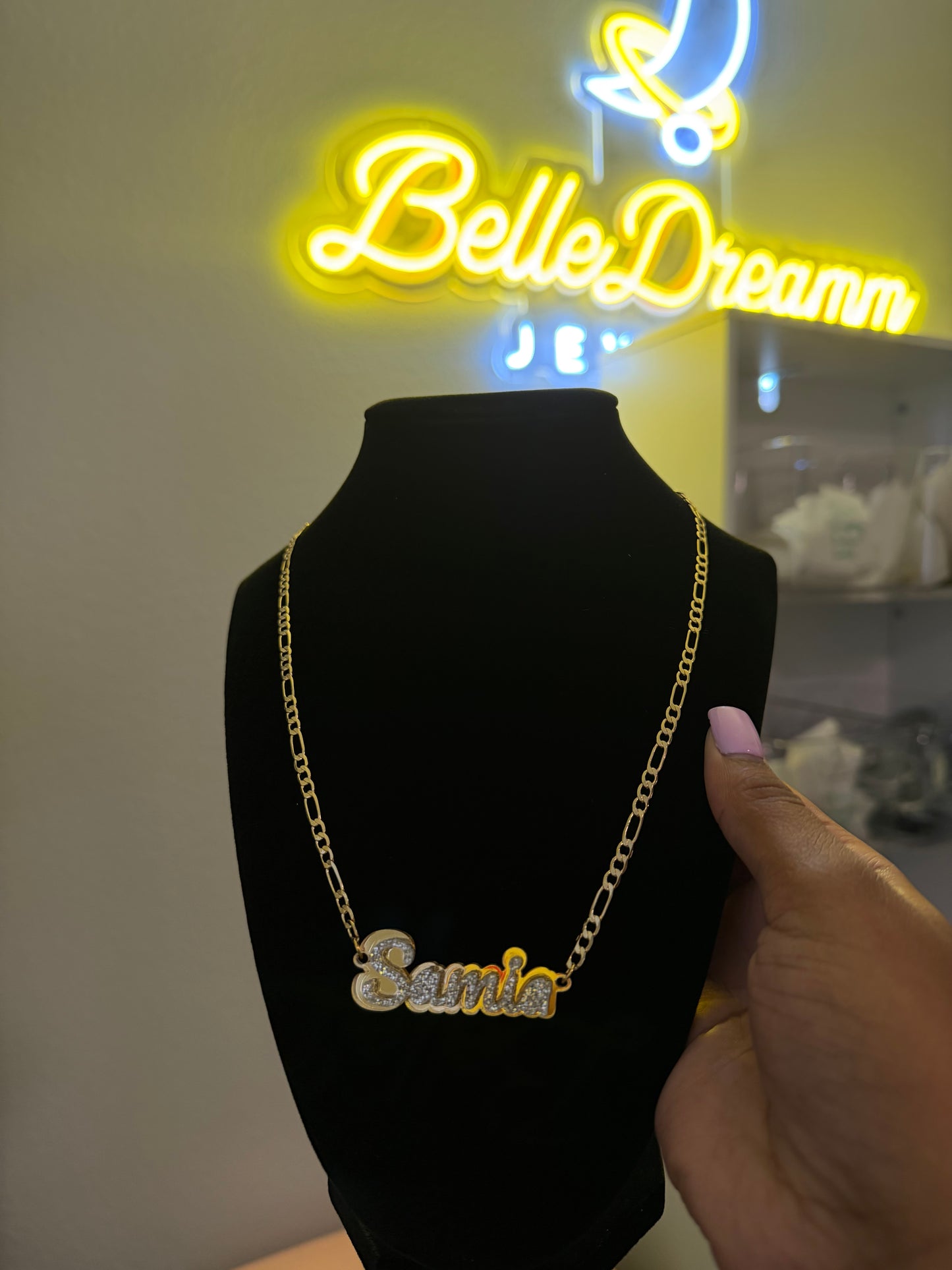 Custom Glitz Double Nameplate Necklace