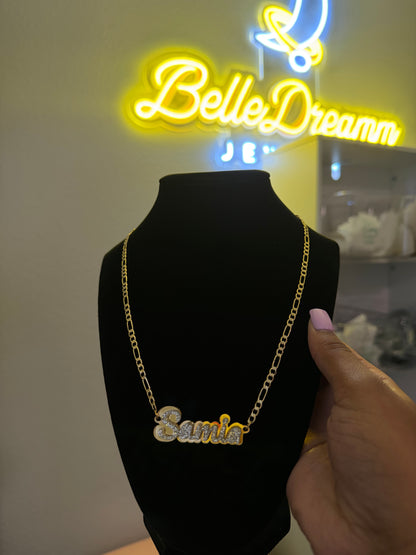 Custom Glitz Double Nameplate Necklace