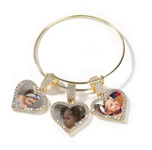 Heart Photo Bangle Bracelet