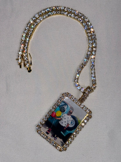 Icy Rectangle Photo Necklace