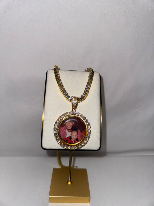 Double Sided Round Photo Necklace